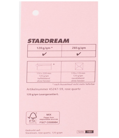 Metalizuotas popierius Stardream rosenquarz 285gsm Nr. 59 rožinės sp.