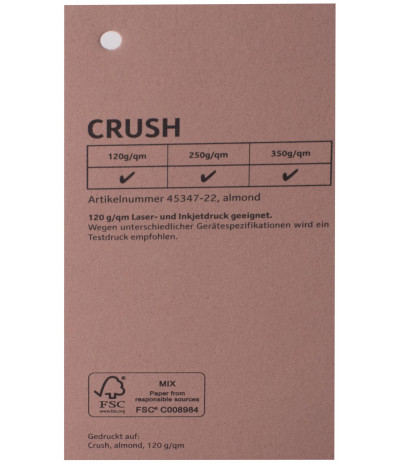 Spalvotas tekstūrinis dizaino popierius CRUSH almond 72x102cm 250 g/m²