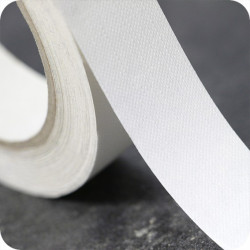 Lipni tekstilinė juostelė knygų nugarėlių tvirtinimui, 25mm pločio, baltos sp., rul. 50m