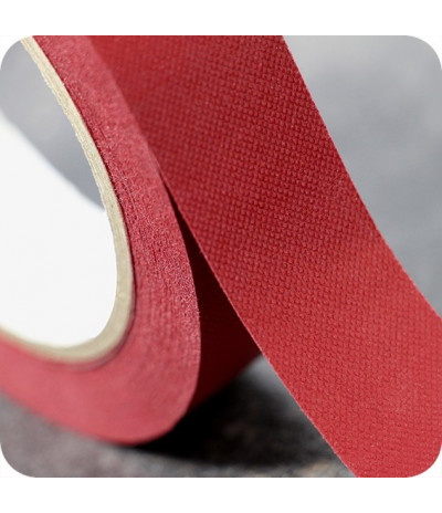 Lipni tekstilinė juostelė knygų nugarėlių tvirtinimui, 25mm pločio, raudonos sp., rul. 50m