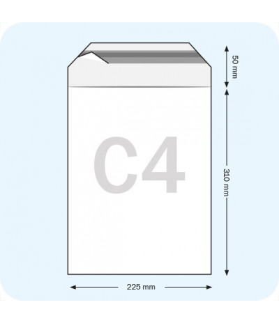 Maišeliai su atvartu, C4, 225 x 310 mm, PE plėvelė 70mic
