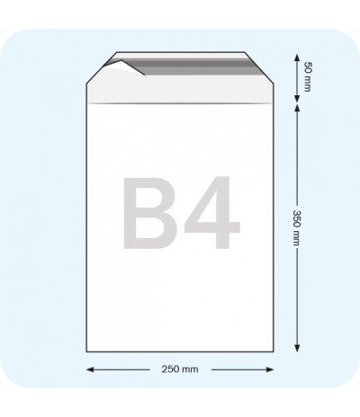 Maišeliai su atvartu, B4, 250 x 350 mm, PE plėvelė 70mic