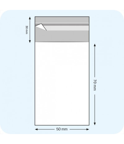 Maišeliai su atvartu, 50 x 70 mm, OPP plėvelė 30mic