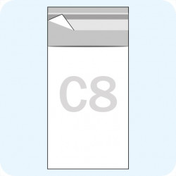 Maišeliai su atvartu, C8, 60 x 82 mm, OPP plėvelė 30mic