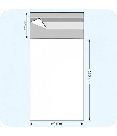 Maišeliai su atvartu, 60 x 120 mm, OPP plėvelė 30mic