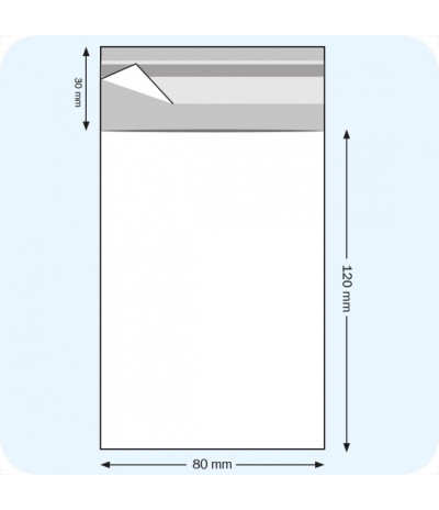 Maišeliai su atvartu, 80 x 120 mm, OPP plėvelė 30mic