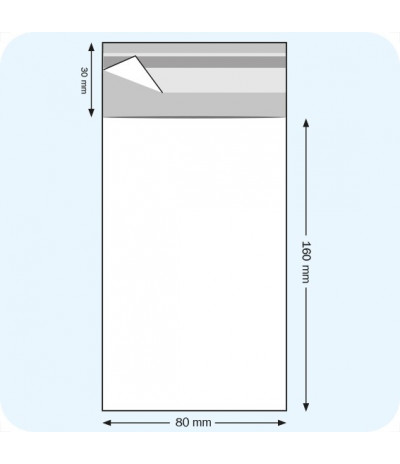 Maišeliai su atvartu, 80 x 180 mm, OPP plėvelė 30mic