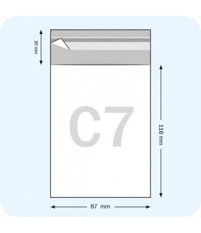 Maišeliai su atvartu, C7, 87 x 116 mm, OPP plėvelė 30mic