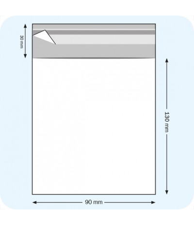 Maišeliai su atvartu, 90 x 130 mm, OPP plėvelė 30mic