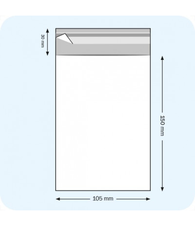 Maišeliai su atvartu, 105 x 150 mm, OPP plėvelė 30mic