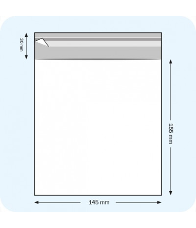 Maišeliai su atvartu, 145 x 155 mm, OPP plėvelė 30mic