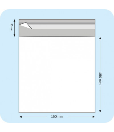 Maišeliai su atvartu, 150 x 150 mm, OPP plėvelė 30mic