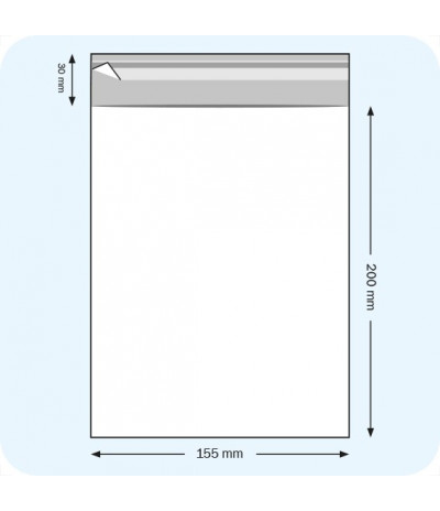 Maišeliai su atvartu, 155 x 200 mm, OPP plėvelė 30mic