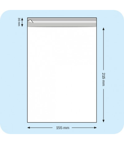 Maišeliai su atvartu, 155 x 215 mm, OPP plėvelė 30mic