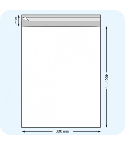 Maišeliai su atvartu, 300 x 400 mm, OPP plėvelė 30mic