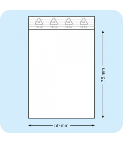 Užspaudžiami maišeliai 50 x 75 mm, PE plėvelė 50mic