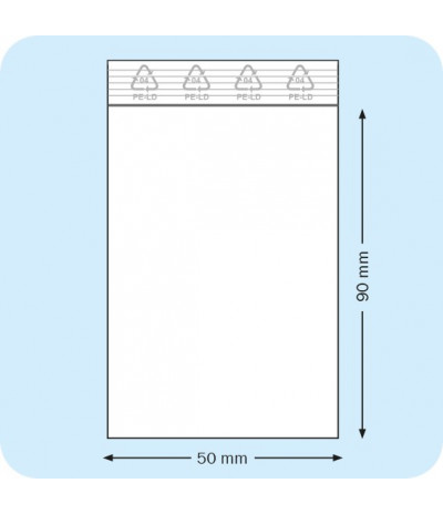 Užspaudžiami maišeliai 50 x 90 mm, PE plėvelė 50mic