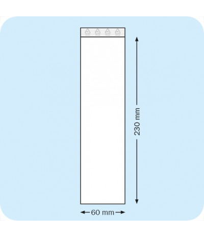 Užspaudžiami maišeliai 60 x 230 mm, PE plėvelė 50mic