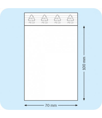 Užspaudžiami maišeliai 70 x 100 mm, PE plėvelė 50mic