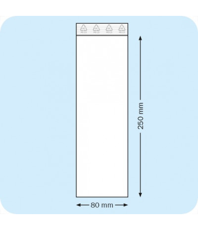 Užspaudžiami maišeliai 80 x 250 mm, PE plėvelė 50mic