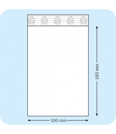 Užspaudžiami maišeliai 100 x 150 mm, PE plėvelė 50mic