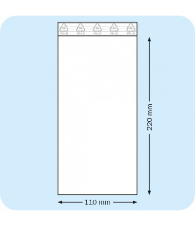 Užspaudžiami maišeliai 110 x 220 mm, PE plėvelė 90mic