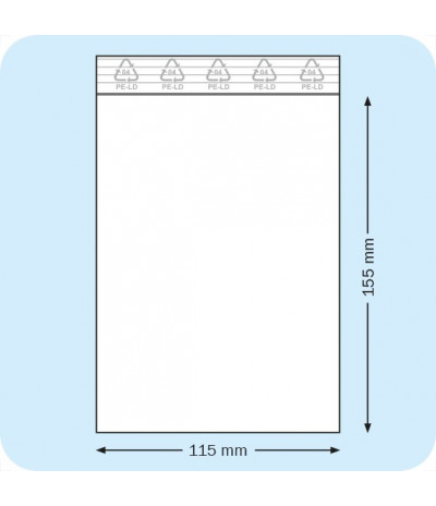 Užspaudžiami maišeliai 115 x 155 mm, PE plėvelė 50mic