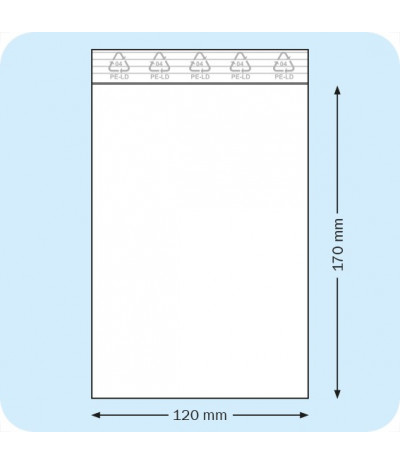 Užspaudžiami maišeliai 120 x 170 mm, PE plėvelė 90mic