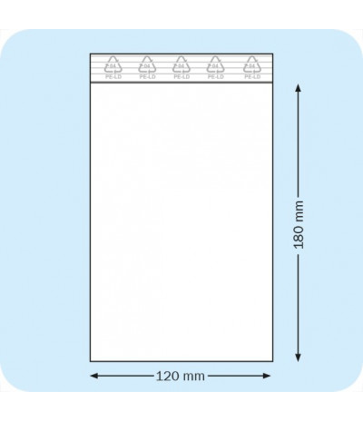 Užspaudžiami maišeliai 120 x 180 mm, PE plėvelė 50mic