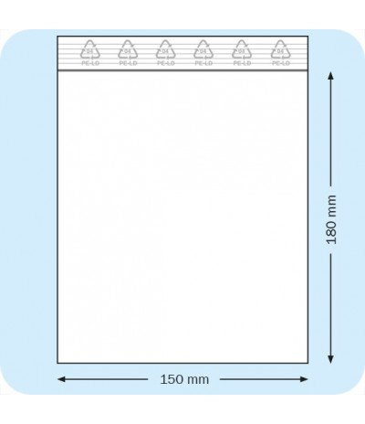 Užspaudžiami maišeliai 150 x 180 mm, PE plėvelė 50mic