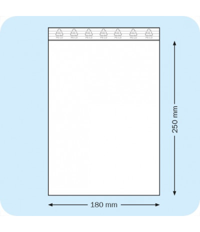 Užspaudžiami maišeliai 180 x 250 mm, PE plėvelė 50mic