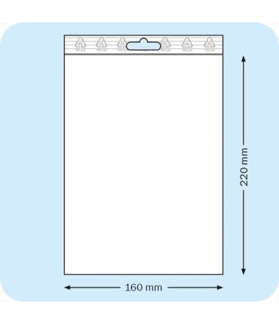 Užspaudžiami maišeliai su euroskyle 160 x 220 mm, PE plėvelė 50mic