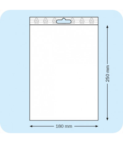 Užspaudžiami maišeliai su euroskyle 180 x 250 mm, PE plėvelė 90mic