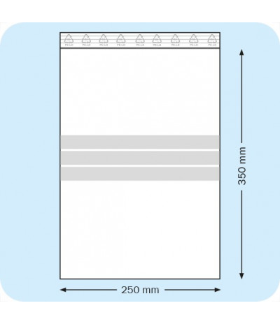 Užspaudžiami maišeliai su ženklinimo juostelėmis, 250 x 350 mm, PE plėvelė 90mic