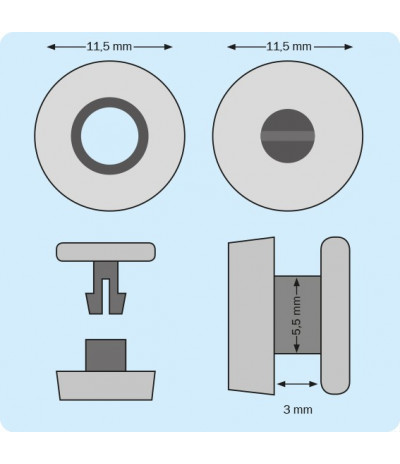 Plastikinės spaudės, skaidrios, 3mm ilgio