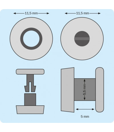 Plastikinės spaudės, skaidrios, 5mm ilgio