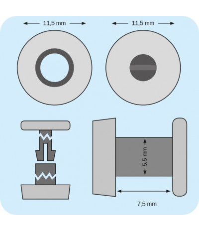 Plastikinės spaudės, juodos sp., 7,5mm ilgio