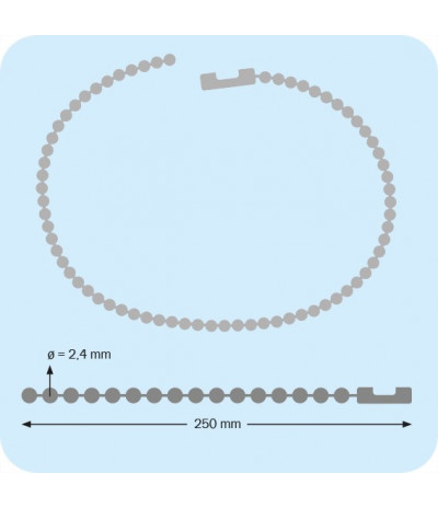 Metalinės nikeliuotos burbuliukų grandinėlės su jungtimi, 250mm ilgio, burbuliuko dn-2,4mm