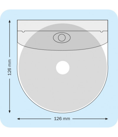 Lipnios CD įmautės 126 x 126mm su užklijuojamu atvartu, užapvalintos, skaidrios