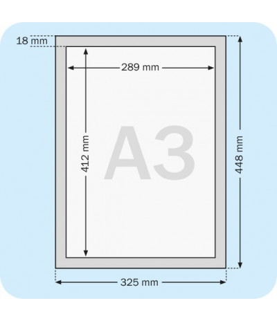 Magnetiniai skaidrūs savilipiai rėmeliai A3, kraštai sidabro sp.
