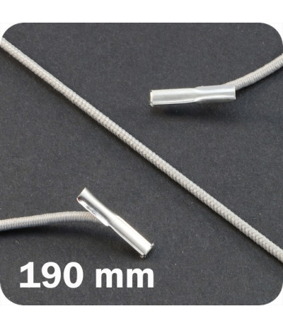 Apvalios elastinės gumelės su 2 metaliniais antgaliais 190mm ilgio, pilkos sp. (100vnt.)