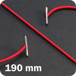 Apvalios elastinės gumelės su 2 metaliniais antgaliais 190mm ilgio, raudonos sp. (100vnt.)