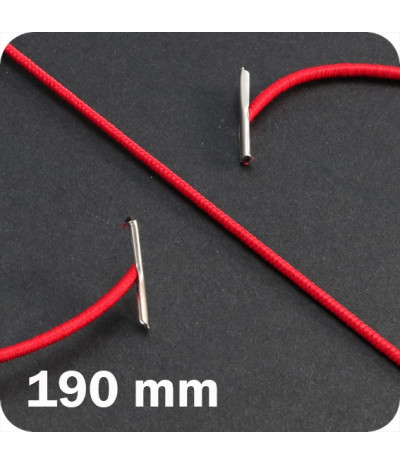 Apvalios elastinės gumelės su 2 metaliniais antgaliais 190mm ilgio, raudonos sp. (100vnt.)