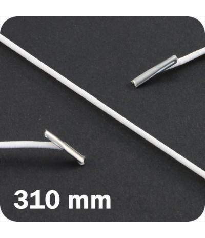 Apvalios elastinės gumelės su 2 metaliniais antgaliais 310mm ilgio, baltos sp. (100vnt.)
