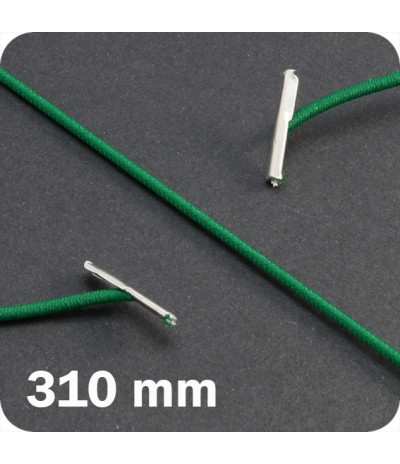 Apvalios elastinės gumelės su 2 metaliniais antgaliais 310mm ilgio, žalios sp. (100vnt.)