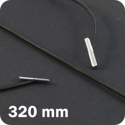 Apvalios elastinės gumelės su 2 metaliniais antgaliais 320mm ilgio, juodos sp. (100vnt.)