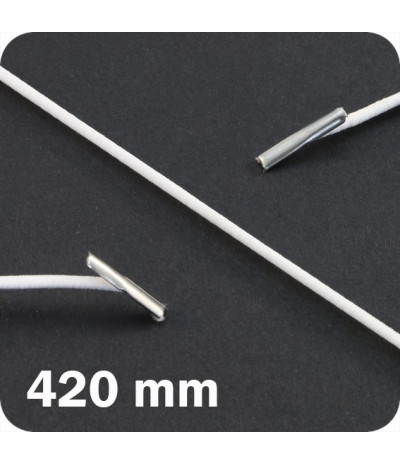 Apvalios elastinės gumelės su 2 metaliniais antgaliais 420mm ilgio, baltos sp. (100vnt.)