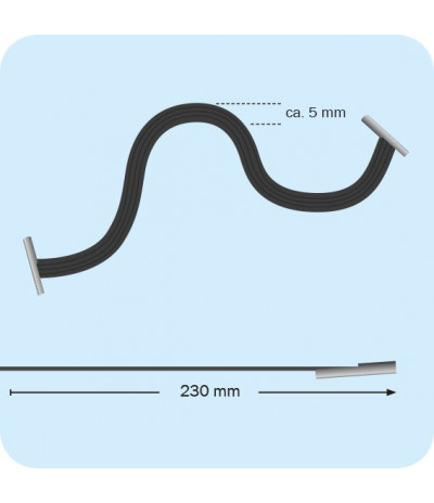 Plokščios elastinės gumelės su 2 metaliniais antgaliais 230mm ilgio, juodos sp. (100vnt.)