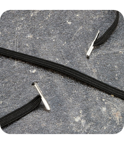 Plokščios elastinės gumelės su 2 metaliniais antgaliais 340mm ilgio, juodos sp. (100vnt.)