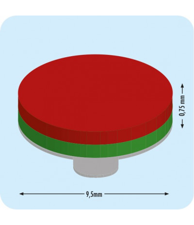 Lipnūs magnetiniai apskritimai, 9,5mm x 0,75mm, N35 (100 vnt. - 50 porų)